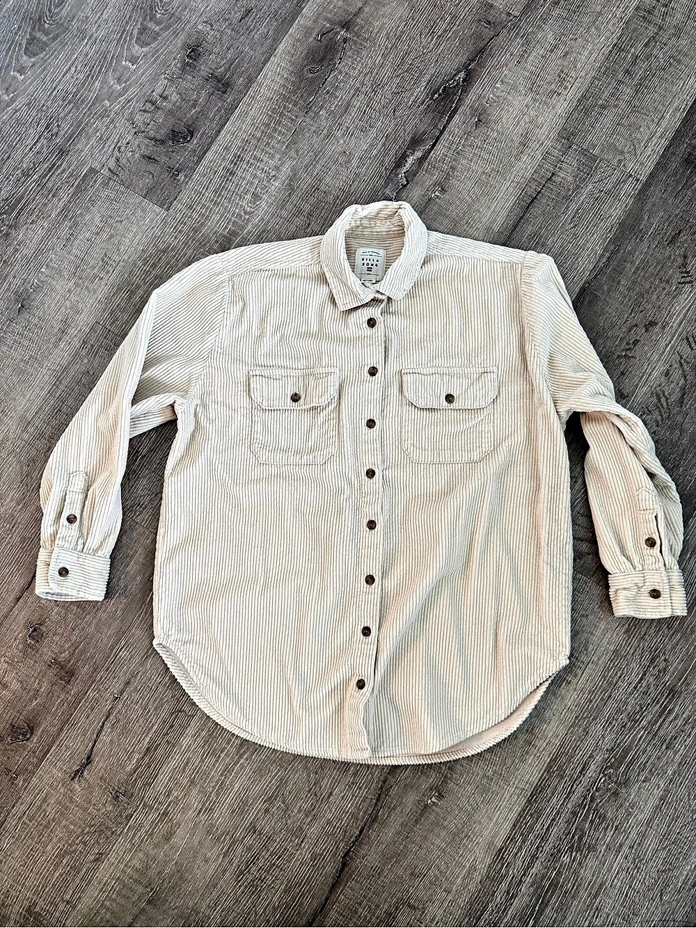 Billabong Fadeaway Corduroy Shacket Whitecap Women’s M Oversized Shirt